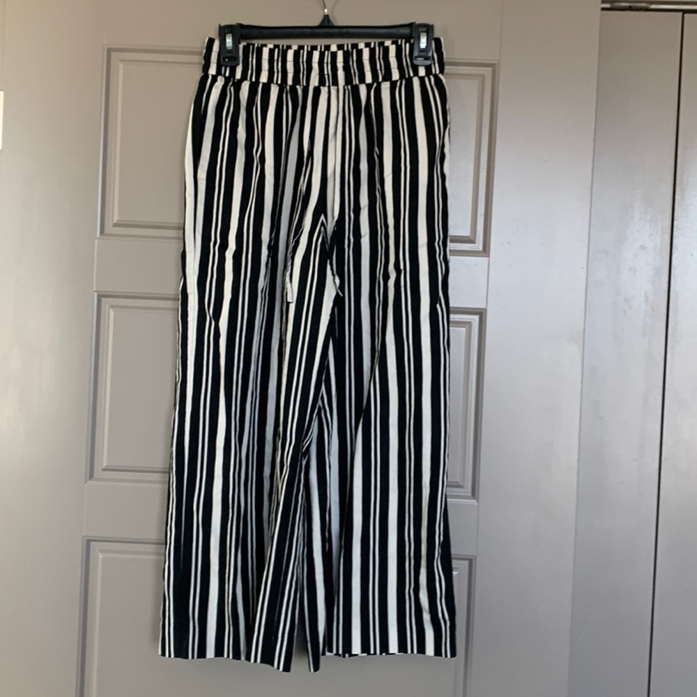 JASON WU STRIPED BLACK WHITE CROPPED PANT XS